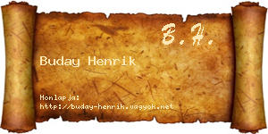 Buday Henrik névjegykártya